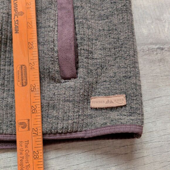 Powder River Men's Jacquard Fleece Pullover M Brown 1/4 Button Up Thick Warm EUC - Picture 4 of 6